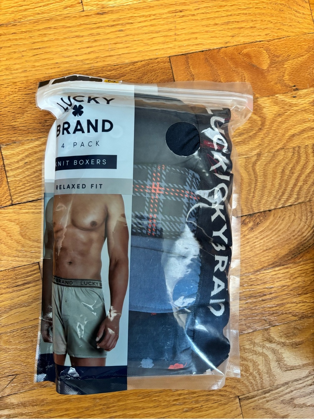 Lucky Brand Men's 4-Pack Knit Boxers - Black, Gray, Blue, Plaid